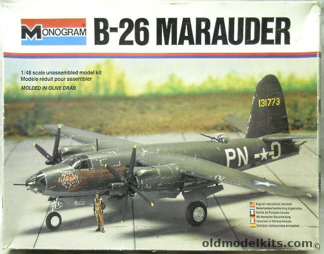 Monogram 1/48 B-26 Marauder Flak Bait - With Micro Scale 48-66 B-26 Nose Art Decal Set - White Box Issue, 5501 plastic model kit